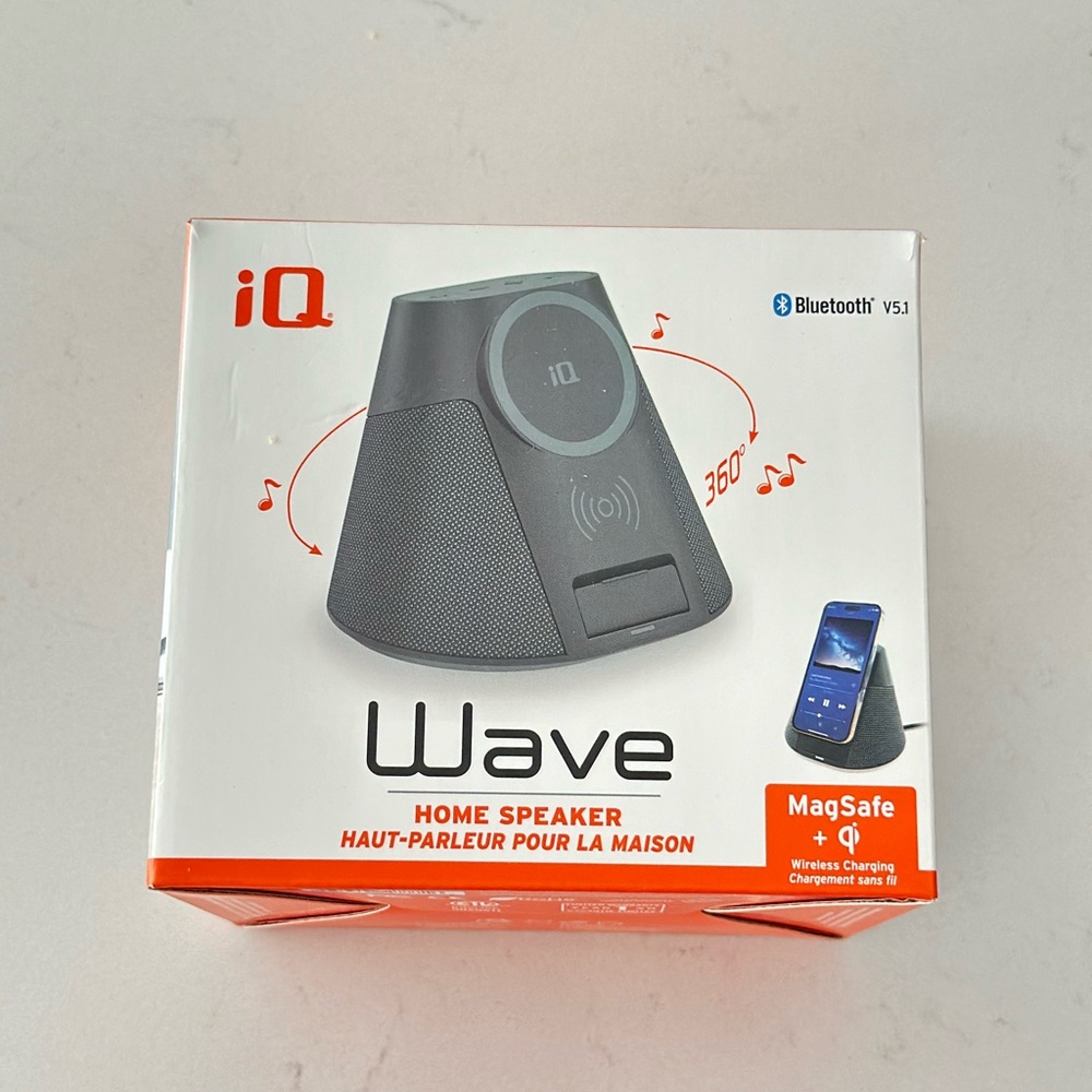 iQ Wave IQWHS1 Bluetooth Home Speaker And Wireless Charge, Brand New in Open Box